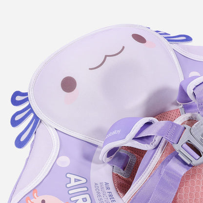 Babyfloat zonder lucht Mambobaby™ Salamander – Babyfloat zonder lucht met zonnekap en harnas, close-up lila