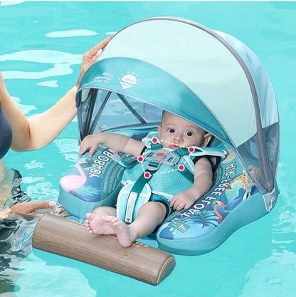 Luchtvrij babyfloat Mambobaby™ Tropisch Regenwoud – Babyzwemhulpje met UV-dak en gevoerd zitje, kleur...