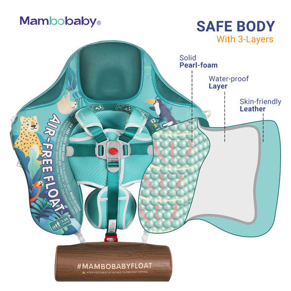 Mambobaby™ zwemhulpje doorgesneden: waterdichte laag, schuim en zacht leer