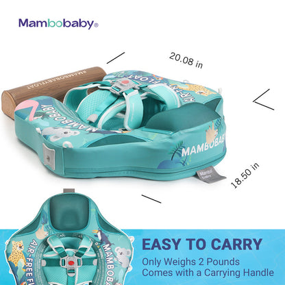 Mambobaby™ zwemhulpje turquoise met draaghandvat en afmetingen