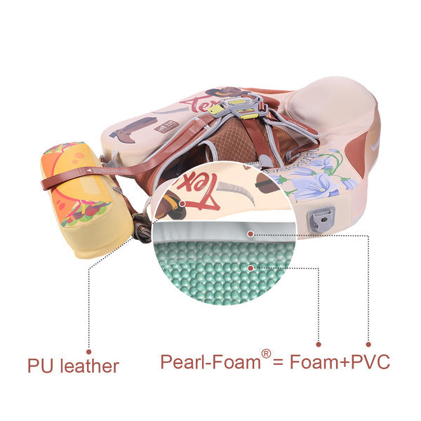 Mambobaby™ Texas babyfloat zonder lucht – Zwemhulp met schuimvulling en riemen; zicht op het binnenmateriaal