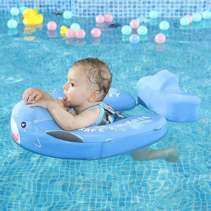 Mambobaby™ Haai babyfloat zonder lucht – Blauw haaienvormig zwemhulpmiddel met baby in het zitje