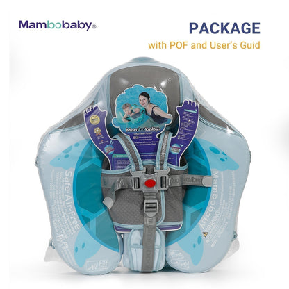 Luchtvrij babyfloat Mambobaby™ Schildpad – Verpakking van de luchtvrije zwemhulpset met harnas en gebruikershandleiding