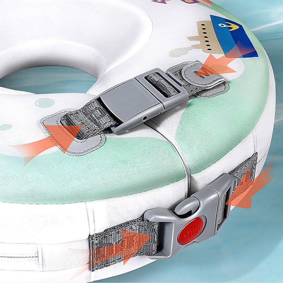Nekring baby zonder lucht Mambobaby™ Bootjes – Groene nekring zonder lucht met grijze voorgesp en riemen van...