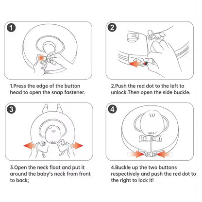 Mambobaby™ Donut nekring baby, niet-opblaasbaar – Gids voor het omdoen van de nekring met drukknopen en...