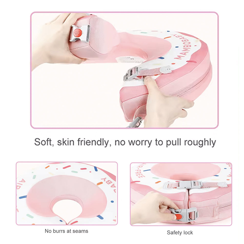Mambobaby™ Spa nekring baby roze, niet-opblaasbaar, veiligheidssluiting met band