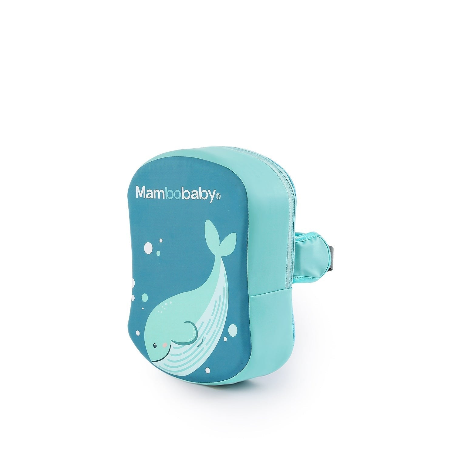 Mambobaby™ Rugfloat – Zwemhulpje voor kinderen, turquoise rugstuk met walvis en achterband