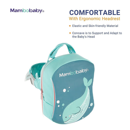 Mambobaby™ Rugfloat – Turquoise rugstuk met geïntegreerde hoofdsteun