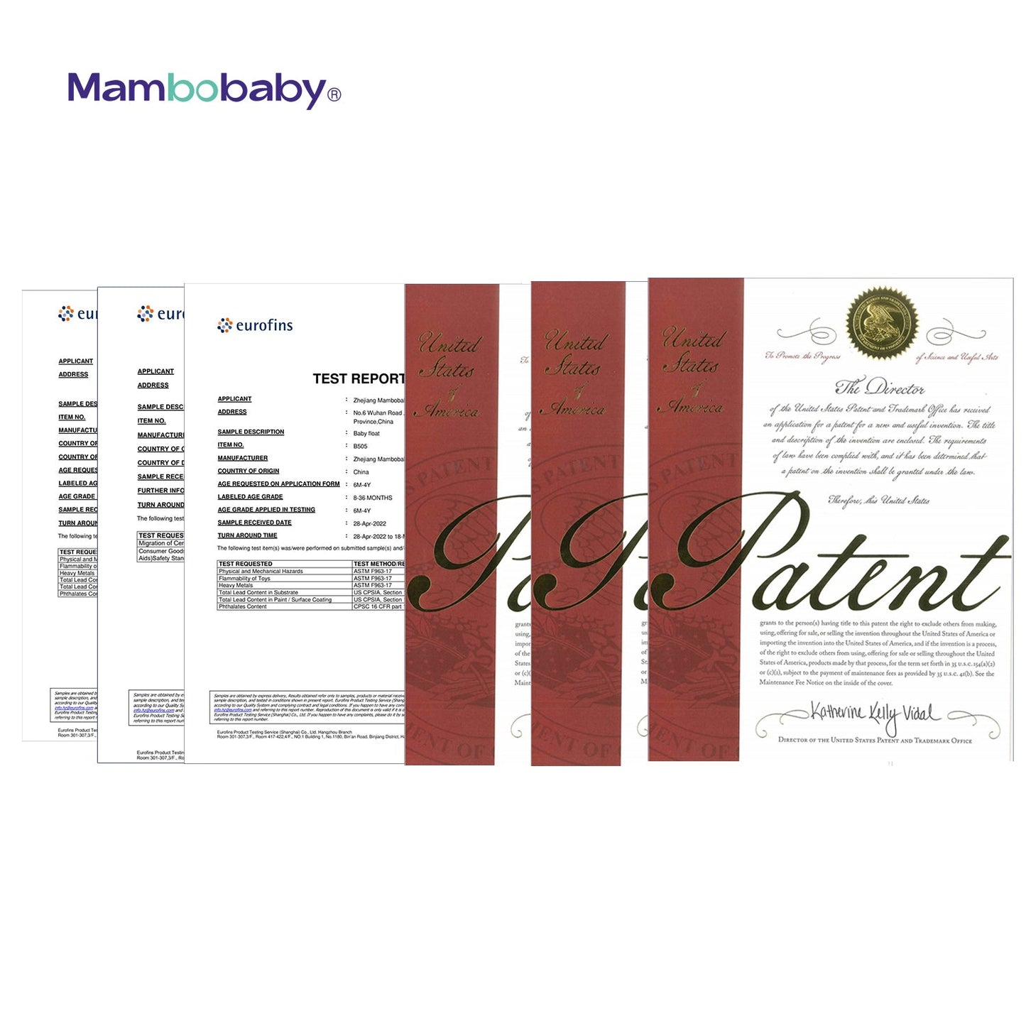 Certificerings- en testdocumenten voor het Mambobaby™ kinderzwemhulpje
