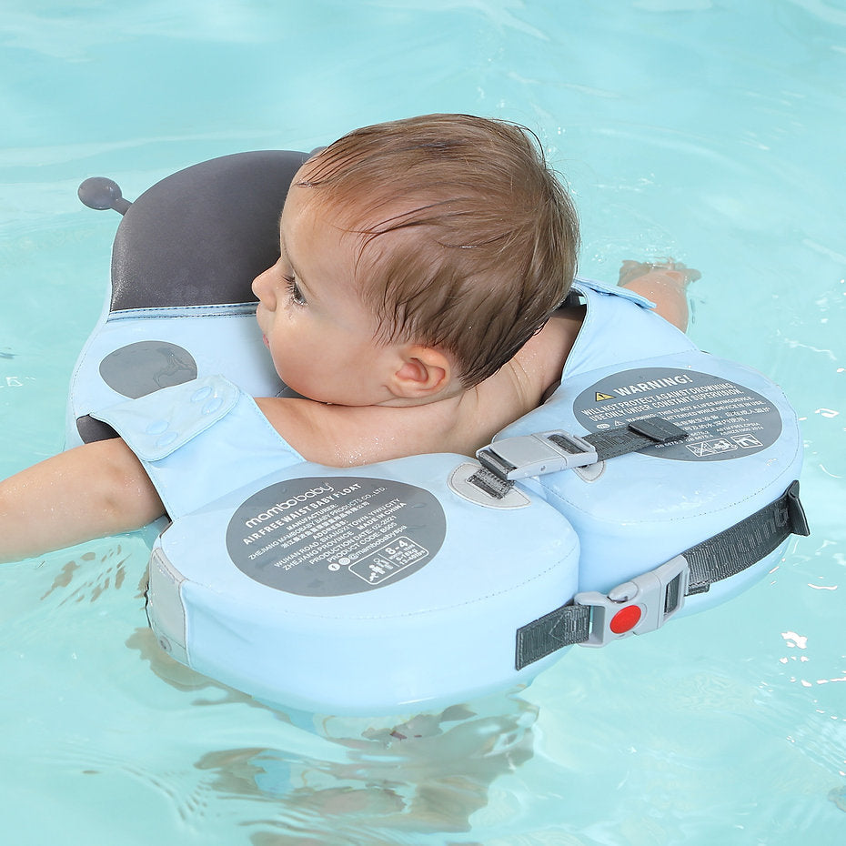 Mambobaby™ Lieveheersbeestje schouderfloat – hemelsblauwe zwemhulp met zonnekap en riemen, baby...