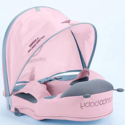 Mambobaby™ luchtvrije zwemhulp met roze zonnekap en grijze drijvers (12-36 mnd)