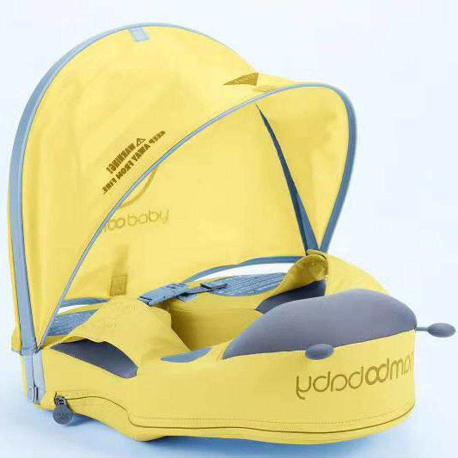 Mambobaby™ luchtvrije zwemhulp met gele zonnekap en grijze drijvers (12-36 mnd)