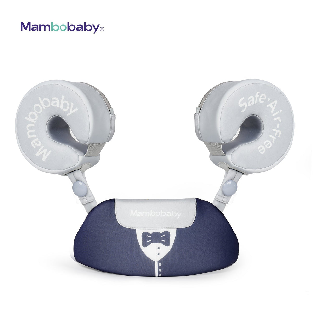 Mambobaby™ zwemhulp marineblauw en grijs met opblaasbaar vest en zwemvleugels